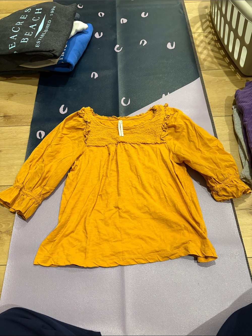 Smocked Peasant Blouse - Mustard